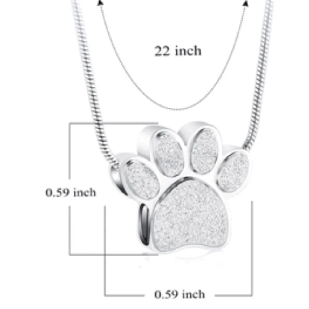 Silver Paw Print Pet Memorial Pendant Necklace